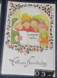 03 CHRISTMAS POSTALES NAVIDEÑAS NIÑOS CANTANDO CAMPANAS BELEN